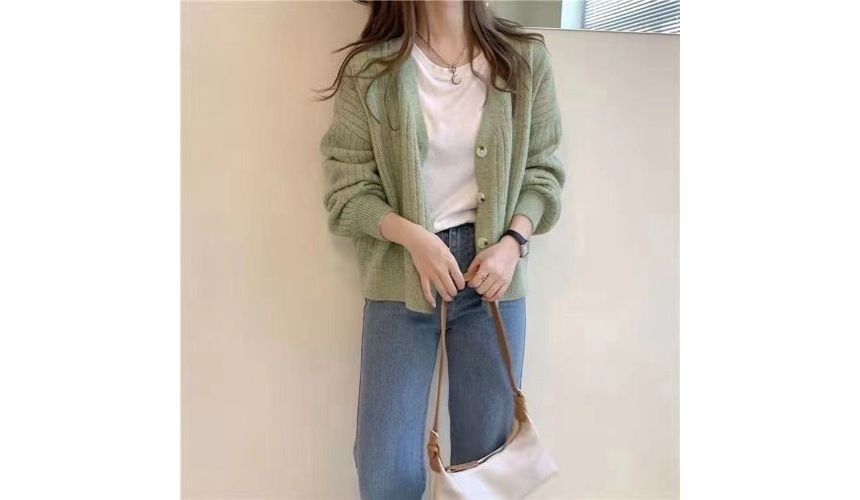 V-Neck Pointelle Knit Top