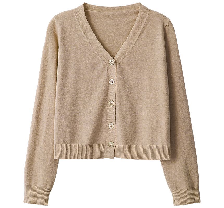 V-Neck Button-Front Knit Jacket