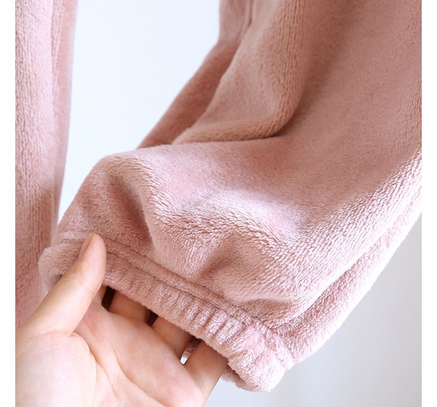 Couple Matching Pajama Set: Long-Sleeve V-Neck Argyle Flannel Button Top + Pants (Various Designs)