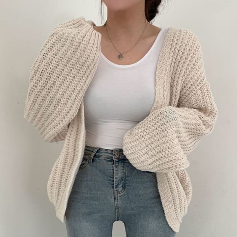 Long Sleeve Plain Cardigan