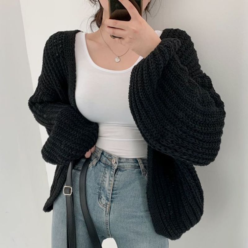 Long Sleeve Plain Cardigan