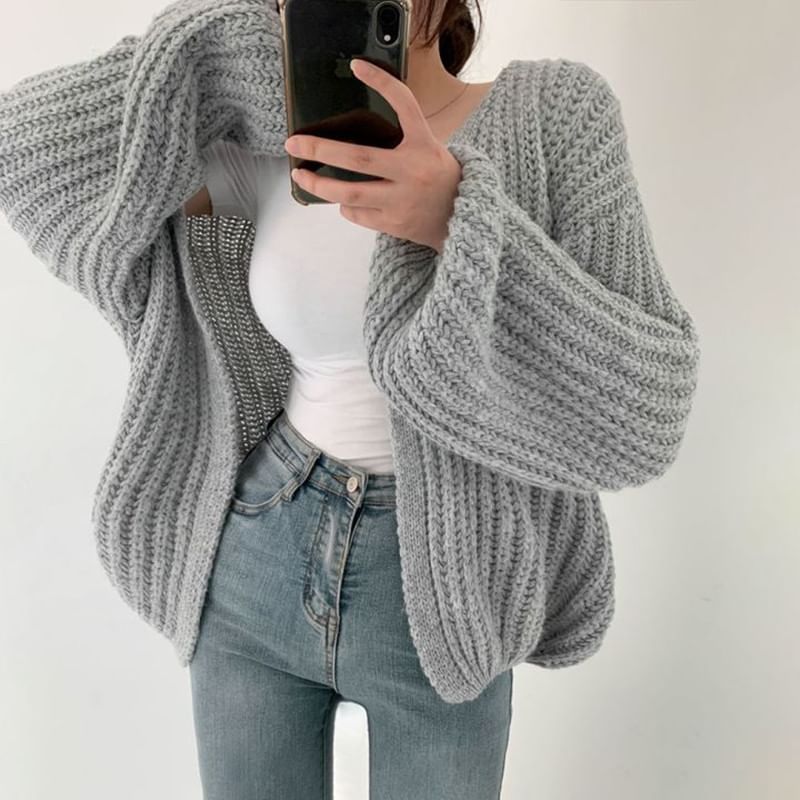Long Sleeve Plain Cardigan