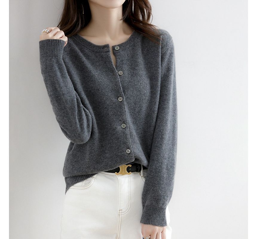 Round Neck Button Cardigan