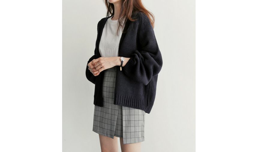 Balloon Sleeve Open Front Cardigan