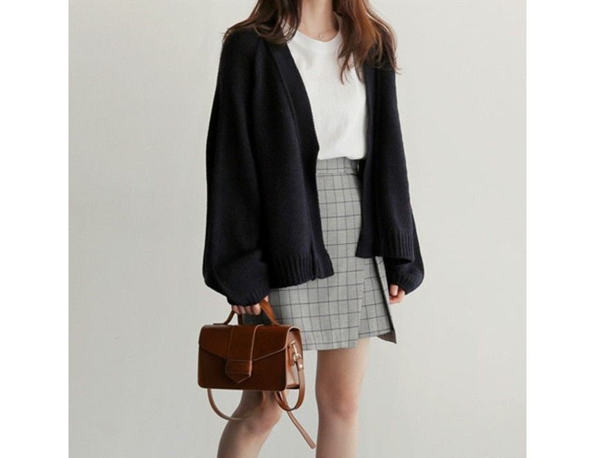 Balloon Sleeve Open Front Cardigan