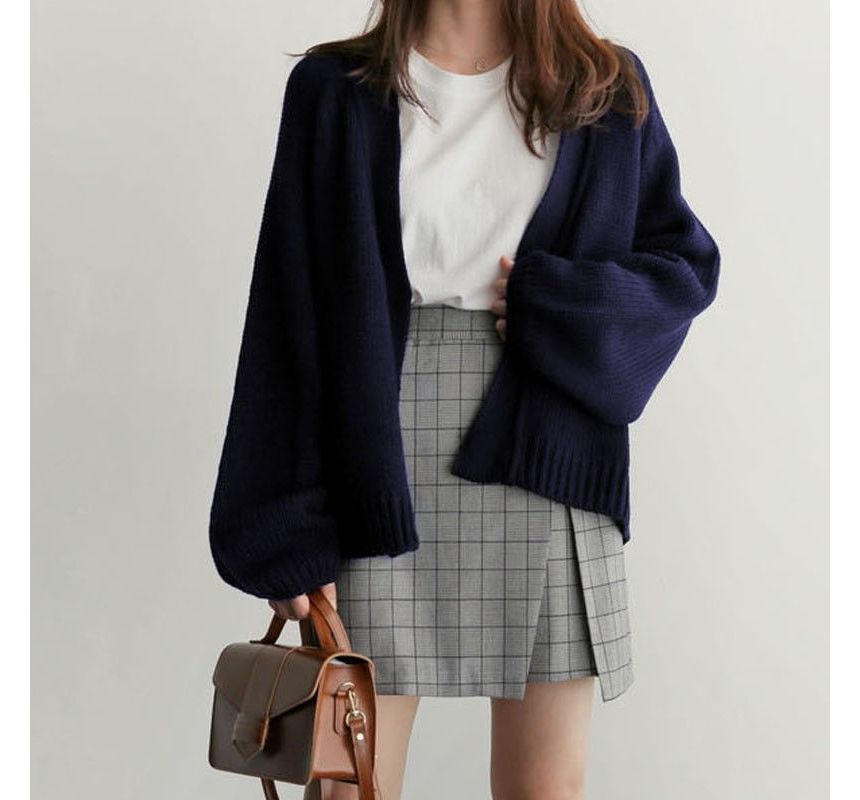 Balloon Sleeve Open Front Cardigan