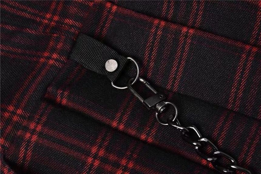 Thin Strap Check Midi A-Line Dress