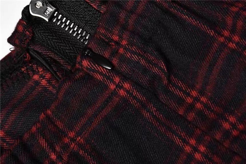 Thin Strap Check Midi A-Line Dress