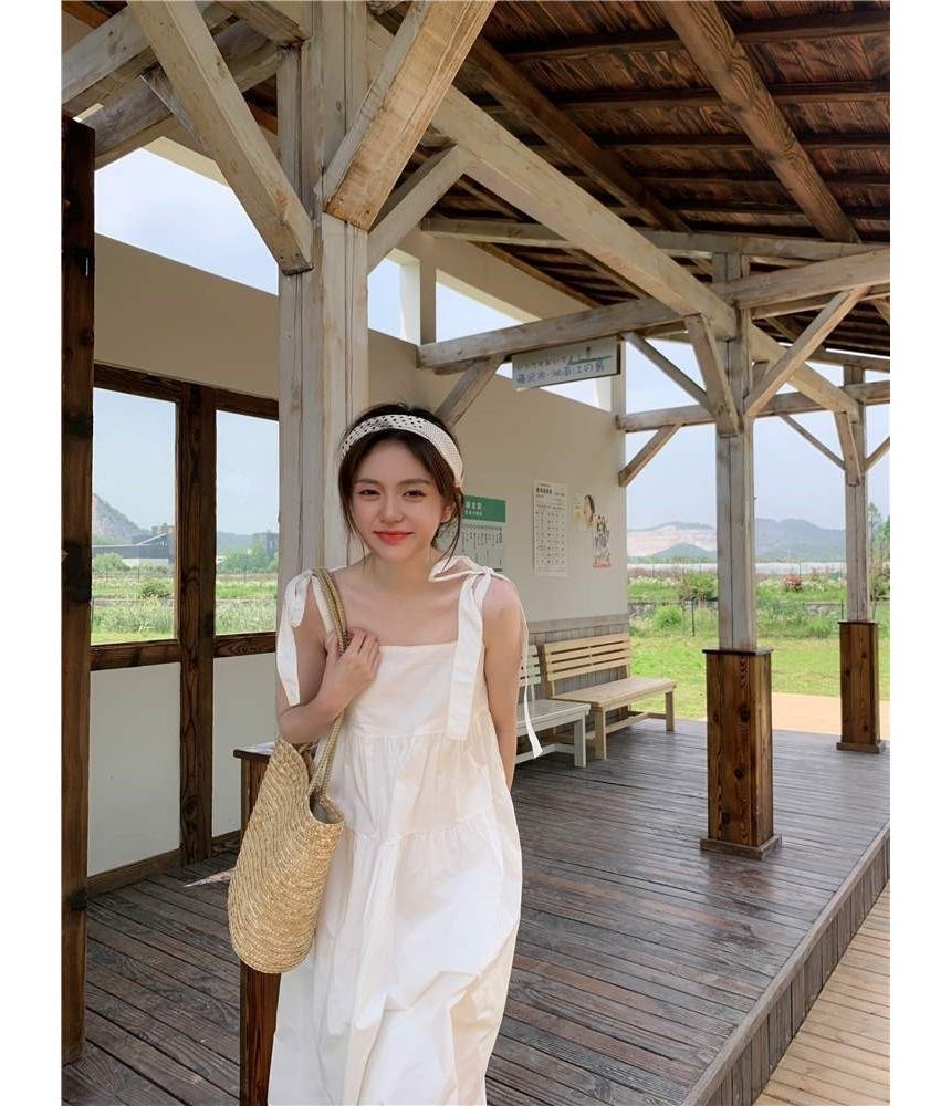 Thin Strap Solid Midi Sundress