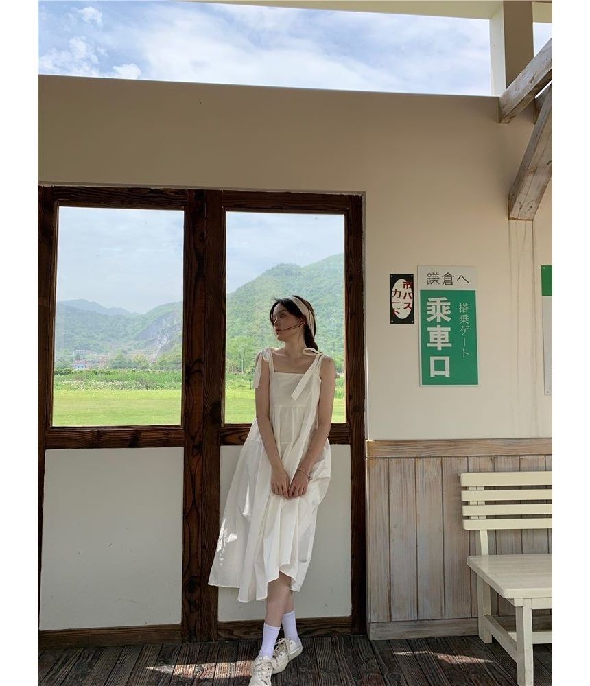 Thin Strap Solid Midi Sundress
