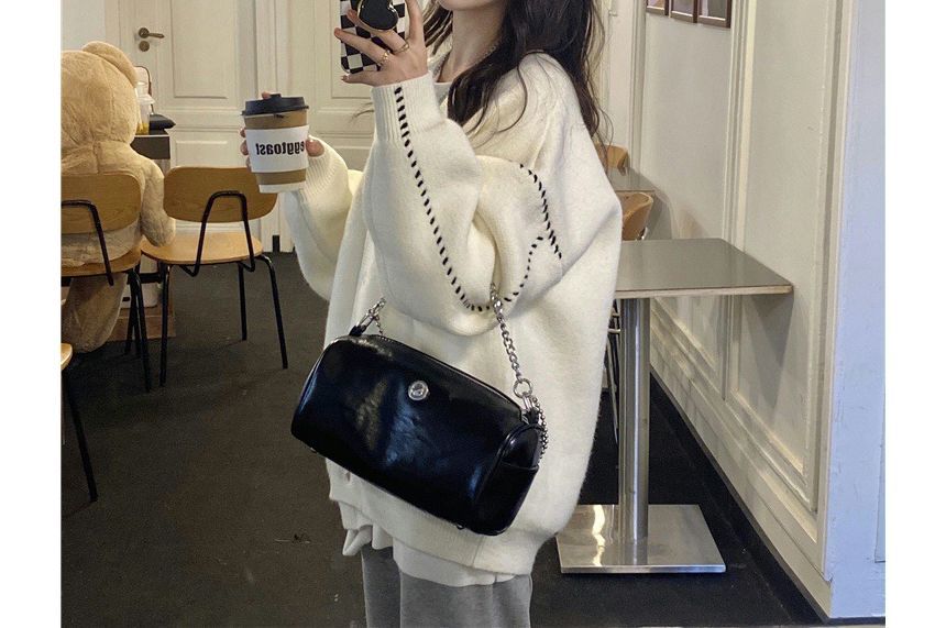 Contrast Stitch V-Neck Cardigan