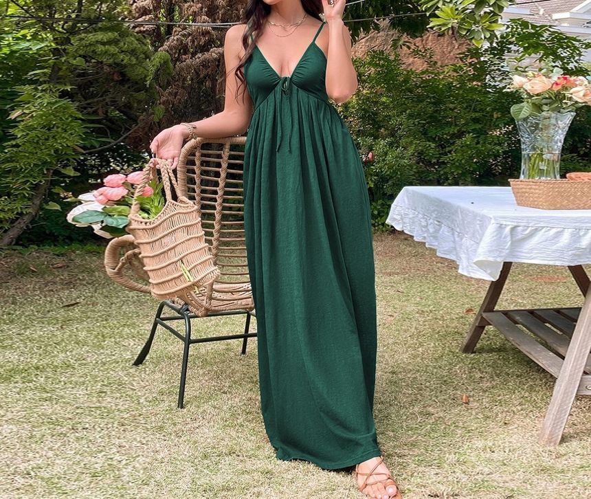 Thin Strap Solid Maxi Sundress