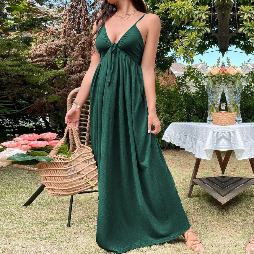Thin Strap Solid Maxi Sundress
