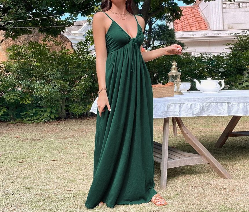Thin Strap Solid Maxi Sundress