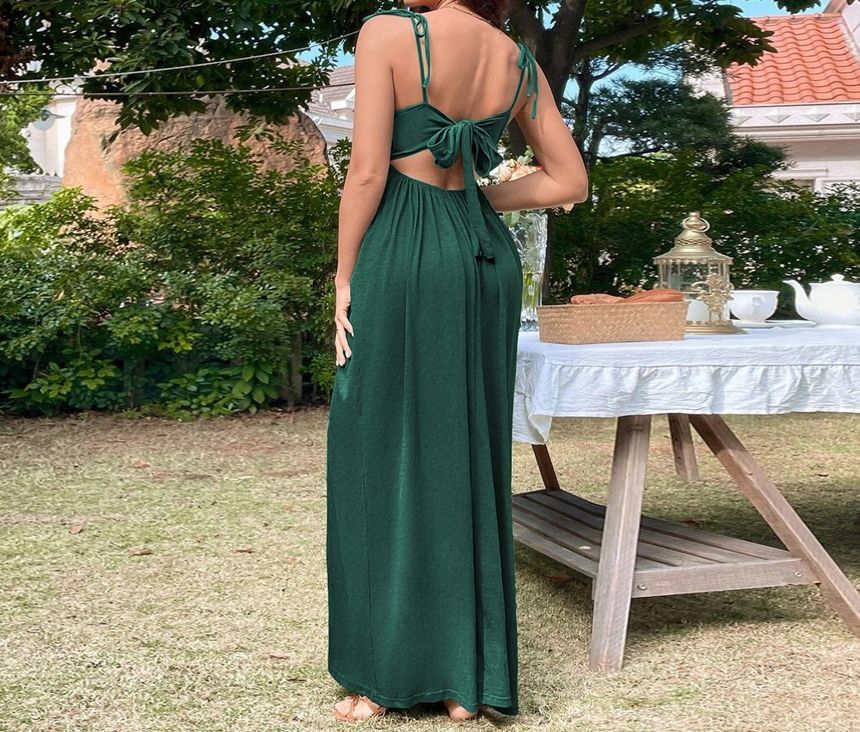 Thin Strap Solid Maxi Sundress