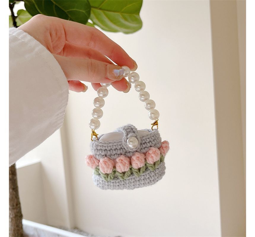 Tulip Knit Faux Pearl AirPods / Pro Earphone Case Skin