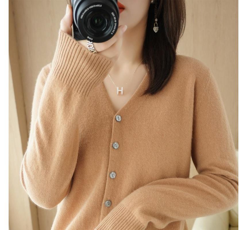 V-Neck Button-Up Cardigan