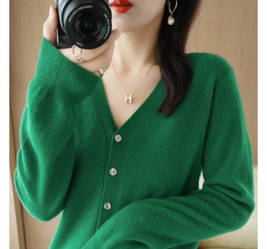V-Neck Button-Up Cardigan