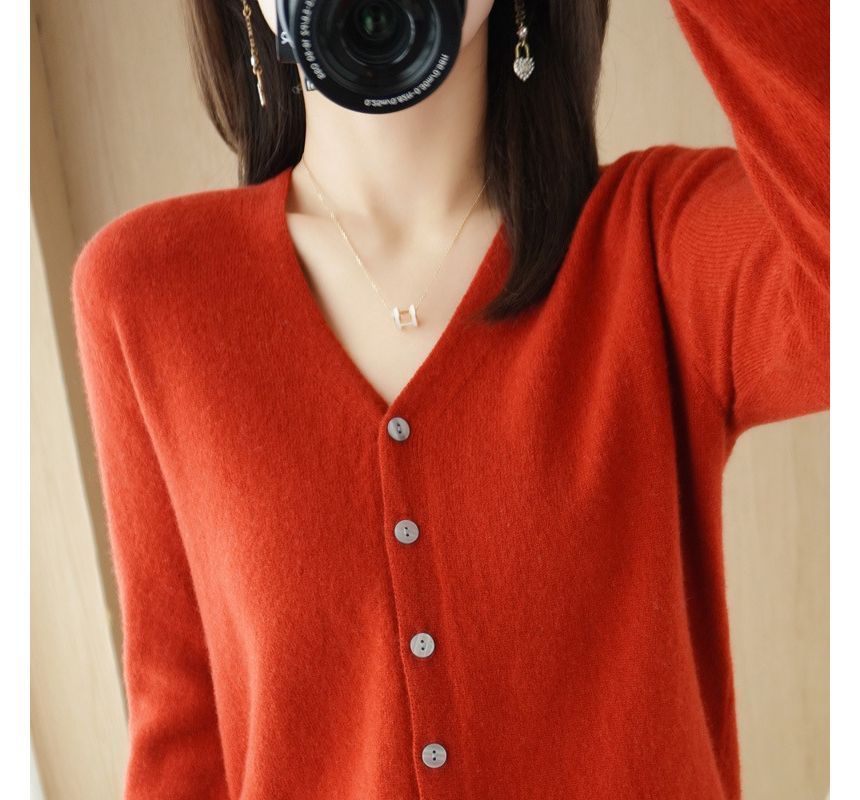 V-Neck Button-Up Cardigan