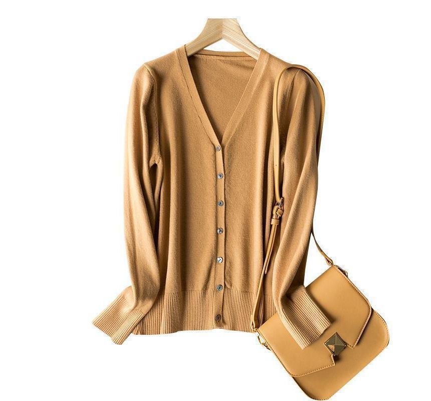 V-Neck Button-Up Cardigan