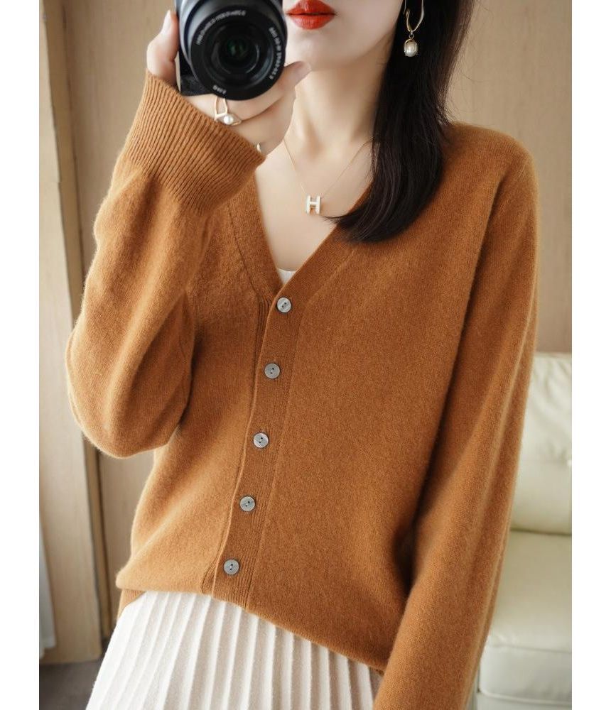 V-Neck Button-Up Cardigan