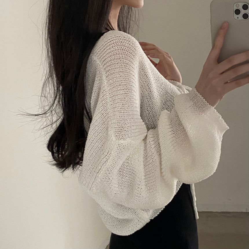 Cropped V-Neck Tie Front Cardigan