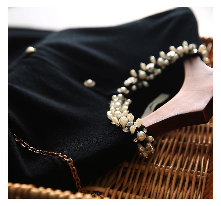 Faux Pearl Plain Cardigan