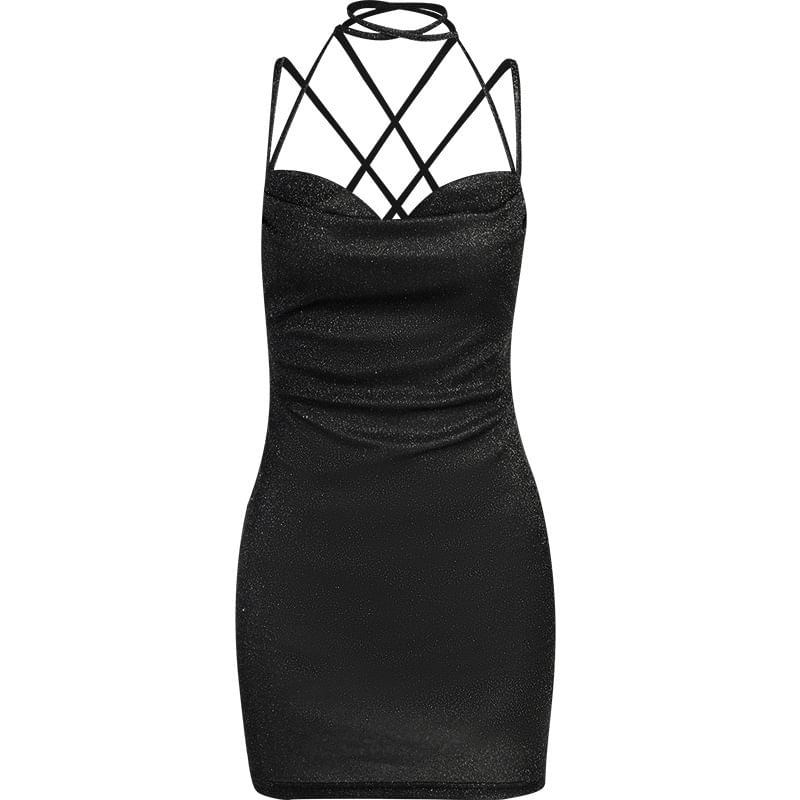 Thin Strap Glitter Mini Bodycon Dress