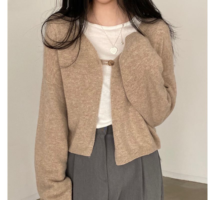 Single-Button Plain Cardigan