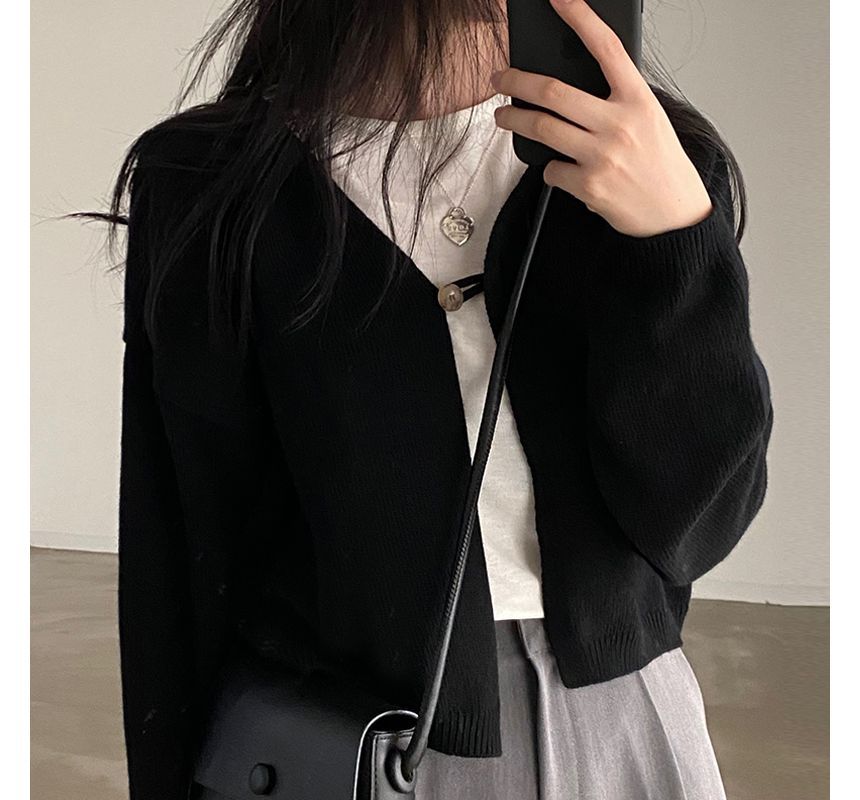 Single-Button Plain Cardigan