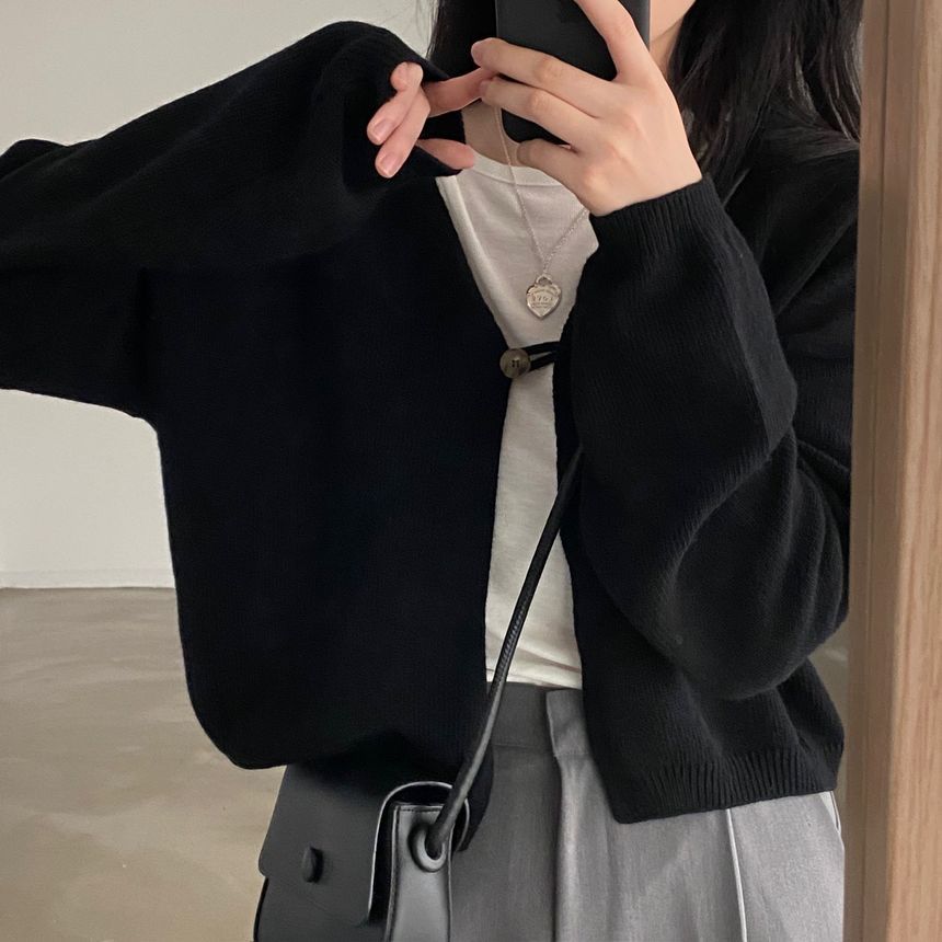Single-Button Plain Cardigan