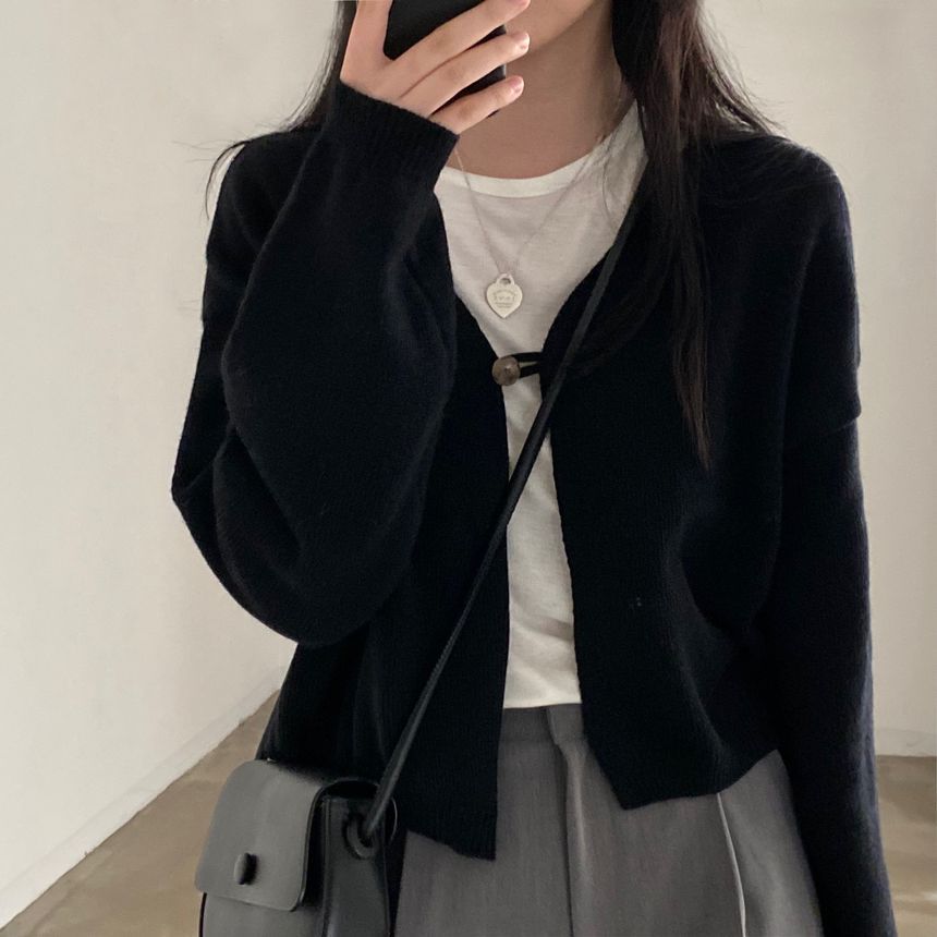Single-Button Plain Cardigan