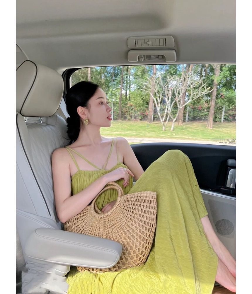 Thin Strap Solid Midi A-Line Sundress