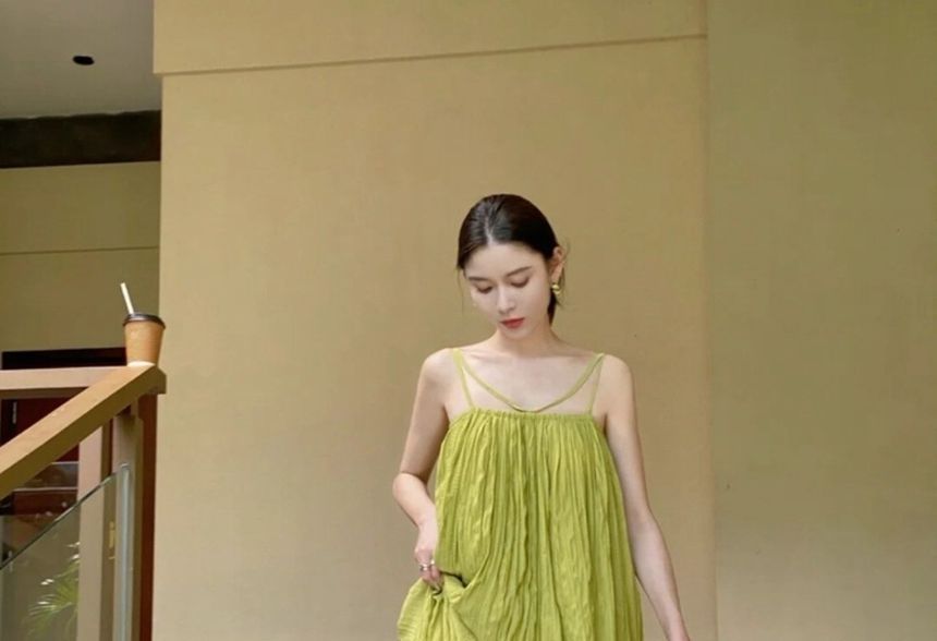 Thin Strap Solid Midi A-Line Sundress
