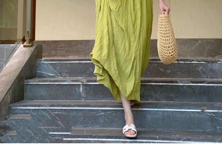 Thin Strap Solid Midi A-Line Sundress