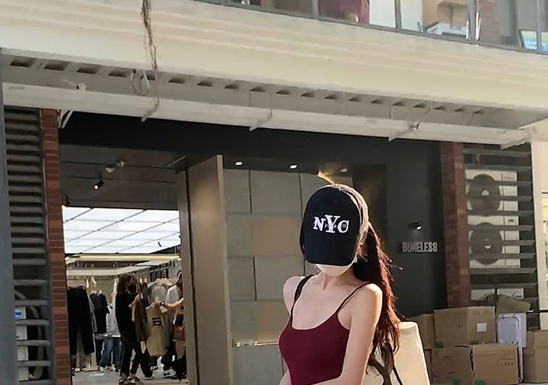 Thin Strap Solid Slim-Fit Dress