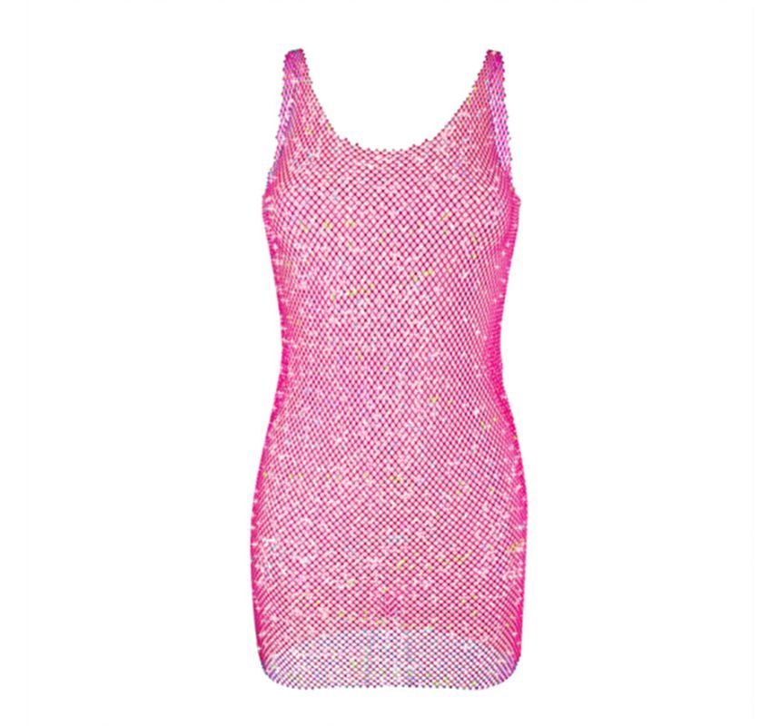 Glitter Mesh Bodycon Mini Dress with Thin Straps