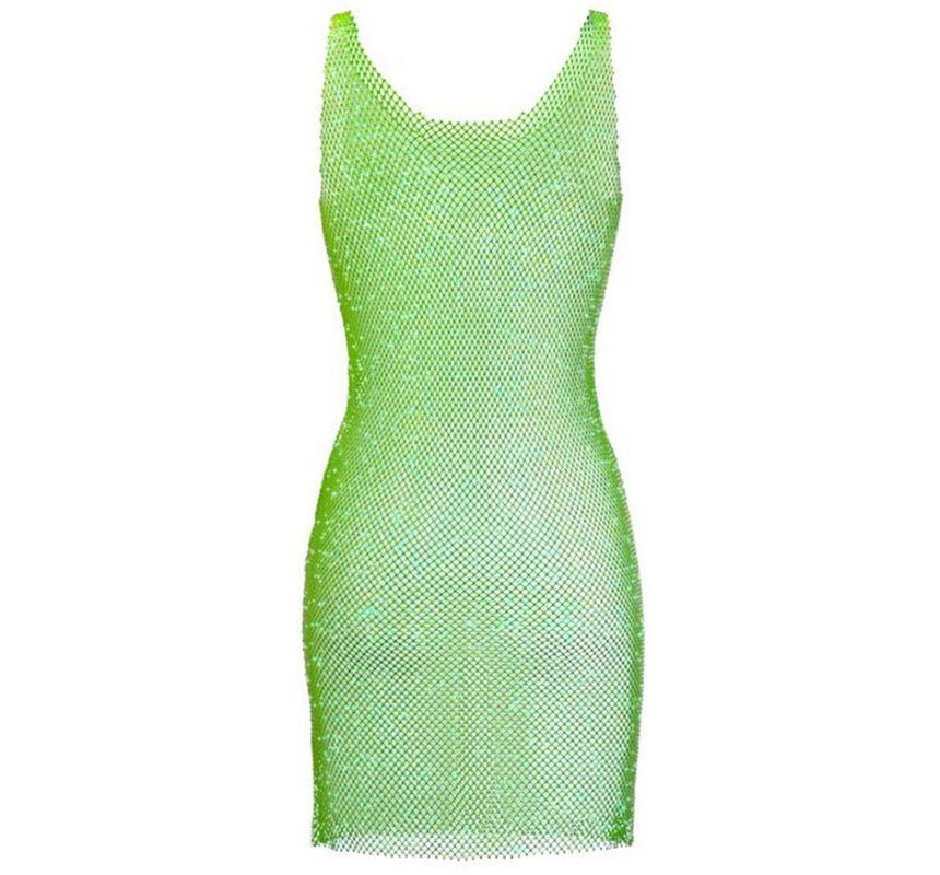 Glitter Mesh Bodycon Mini Dress with Thin Straps