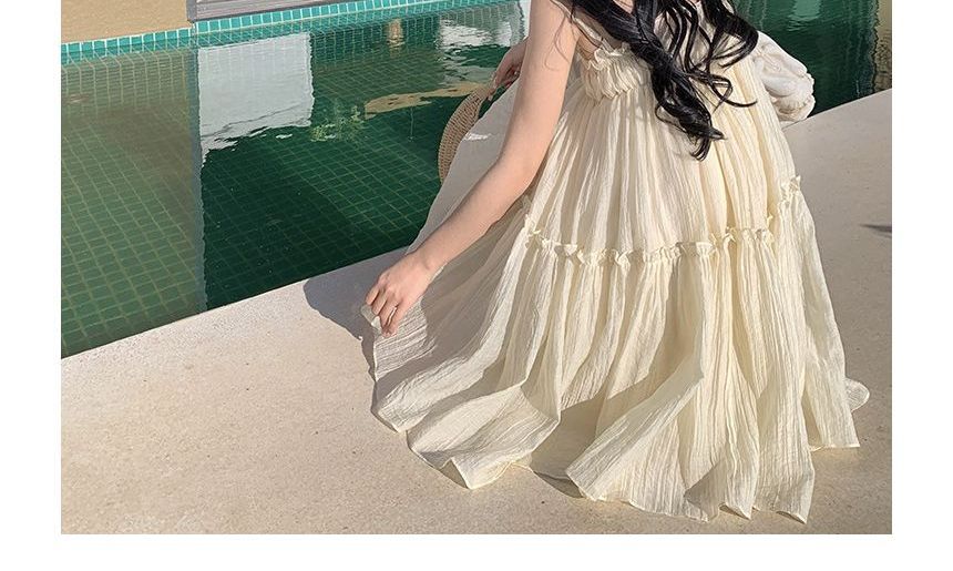 Thin Strap Mesh A-Line Babydoll Dress