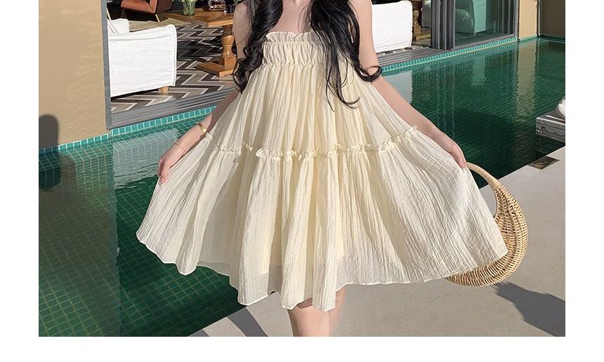Thin Strap Mesh A-Line Babydoll Dress