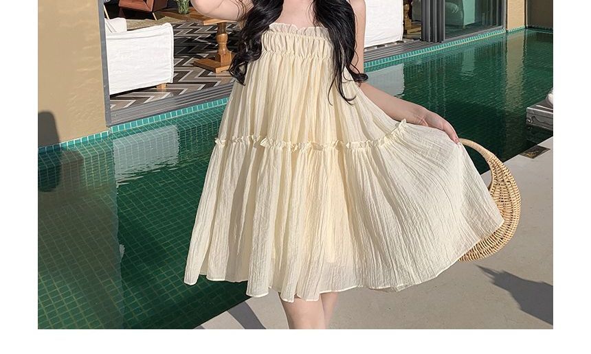 Thin Strap Mesh A-Line Babydoll Dress