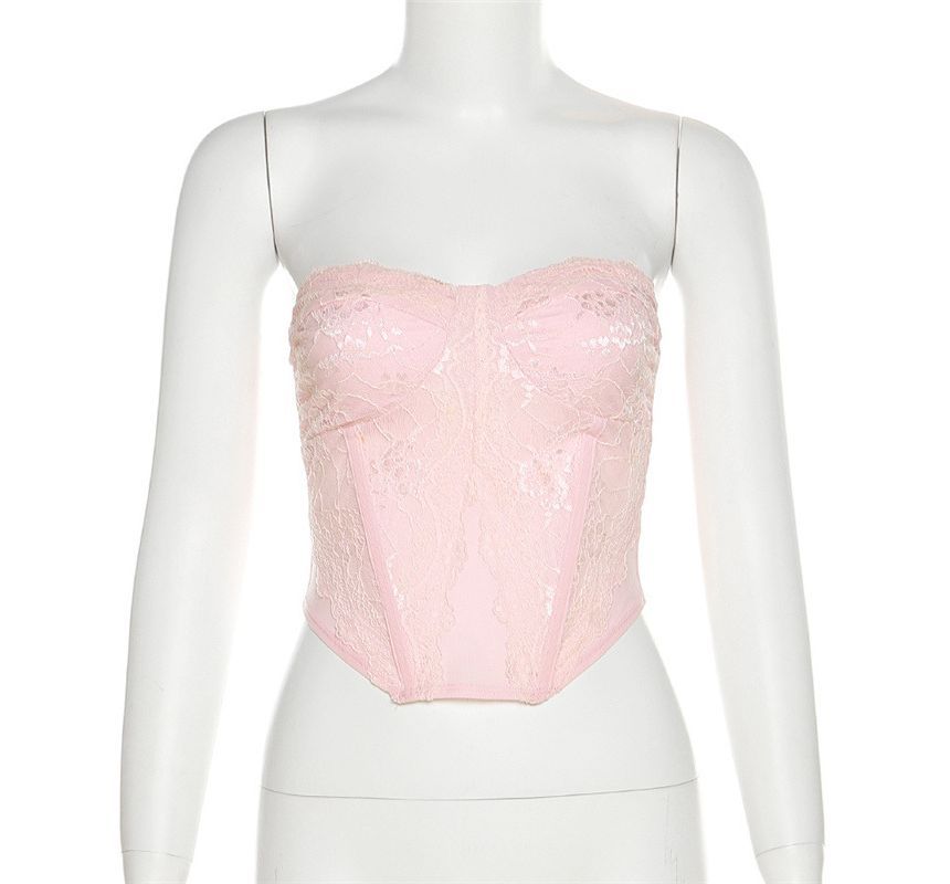 Lace Tube Bustier with Low-Rise Mini Skirt Set