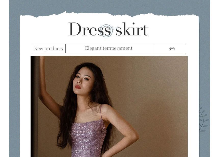 Sequin Sheath Evening Gown with Thin Straps