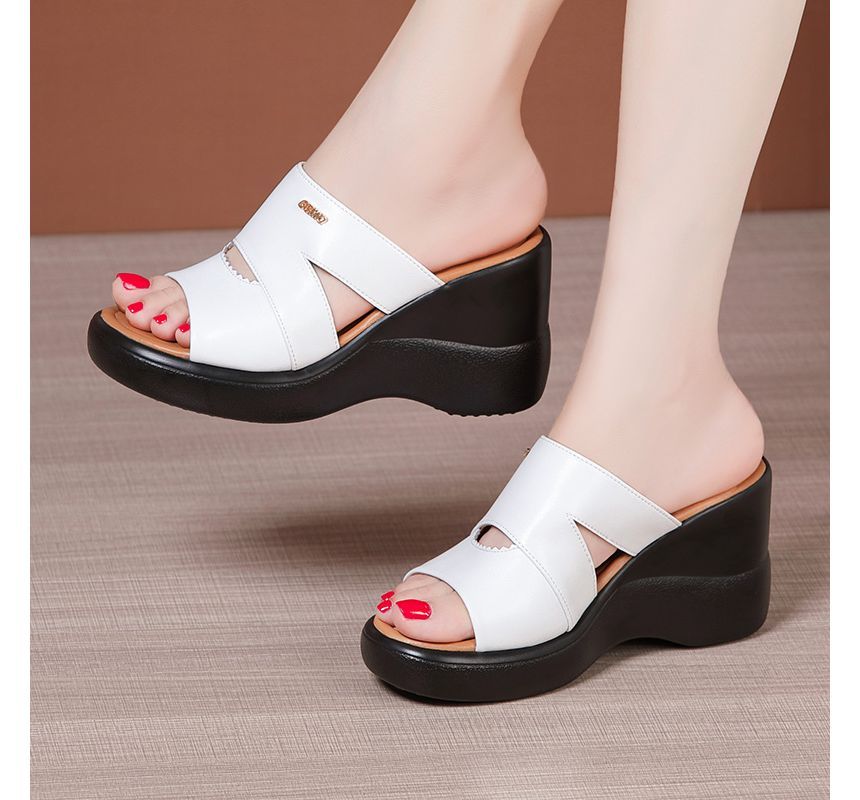 Cutout Wedge Slide Sandals - Platform