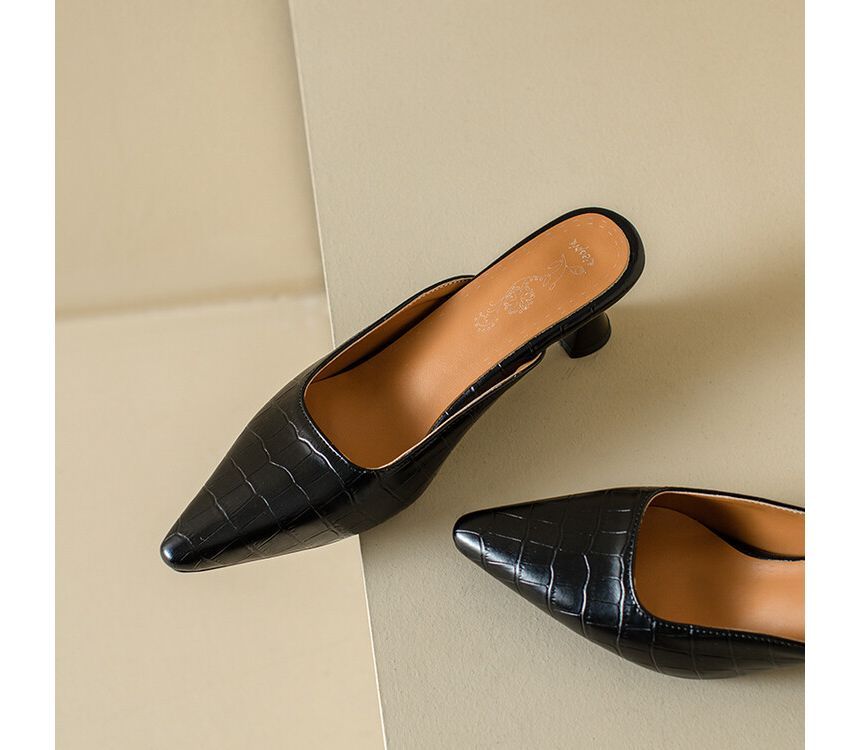 Kitten Heel Pointed Mules - Classic
