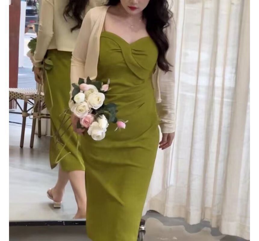 Midi Dress with Thin Straps