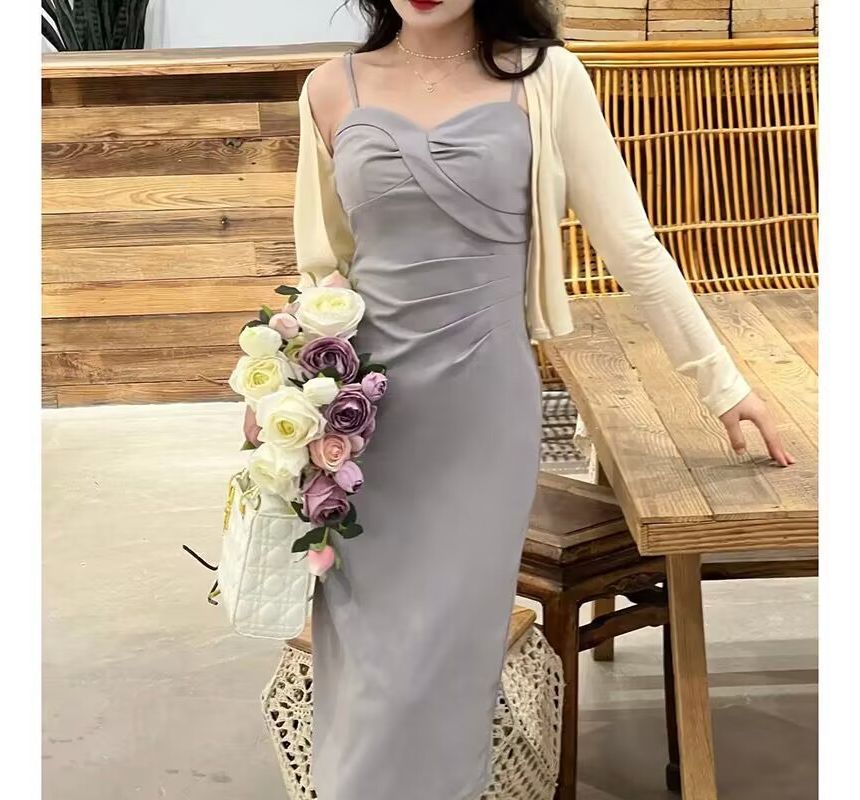 Midi Dress with Thin Straps