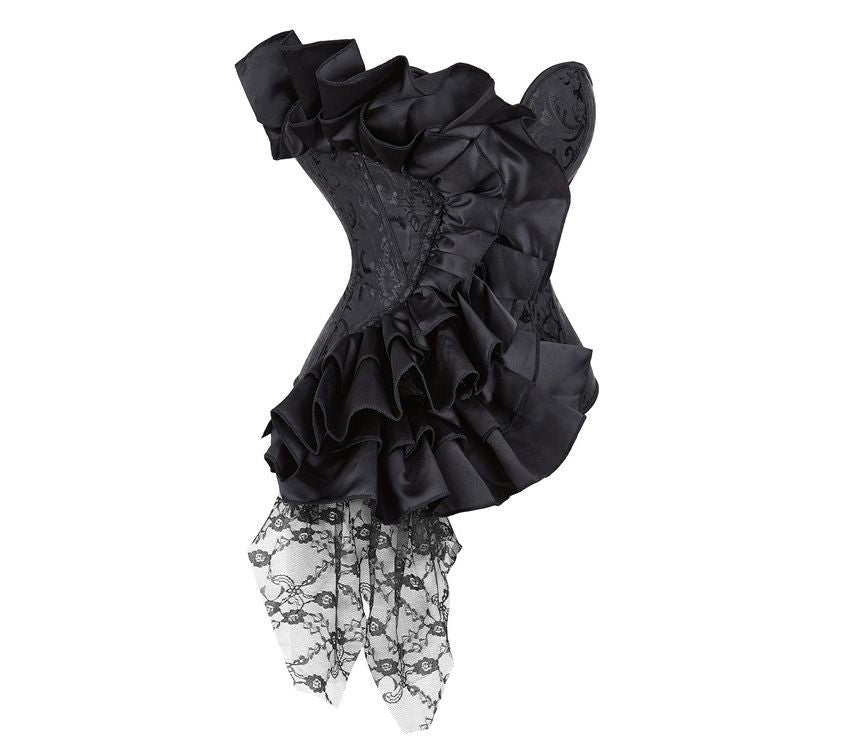 Lace Panel Bustier with Ruffle Trim