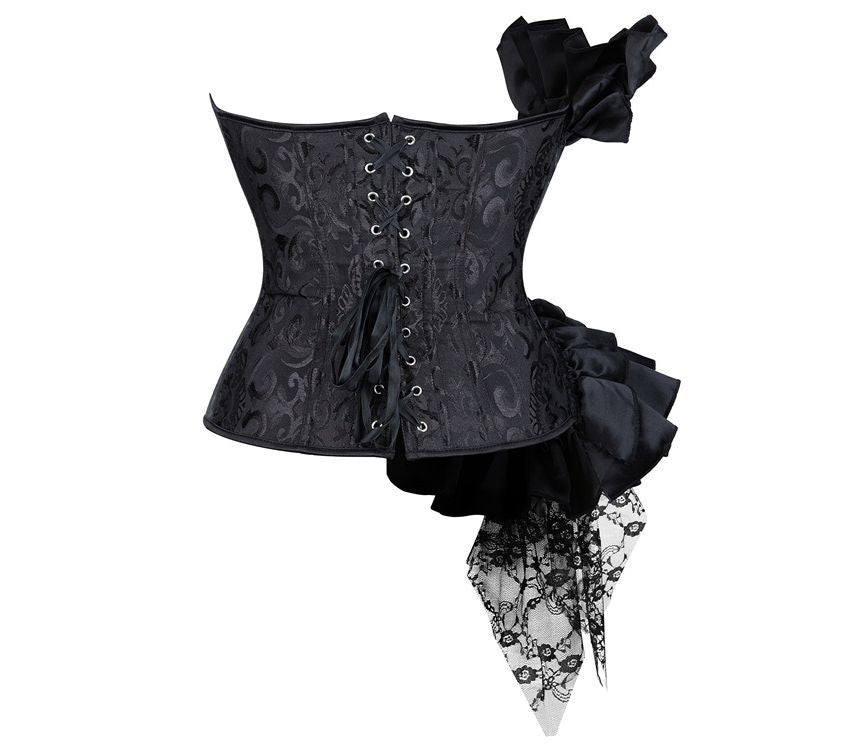 Lace Panel Bustier with Ruffle Trim