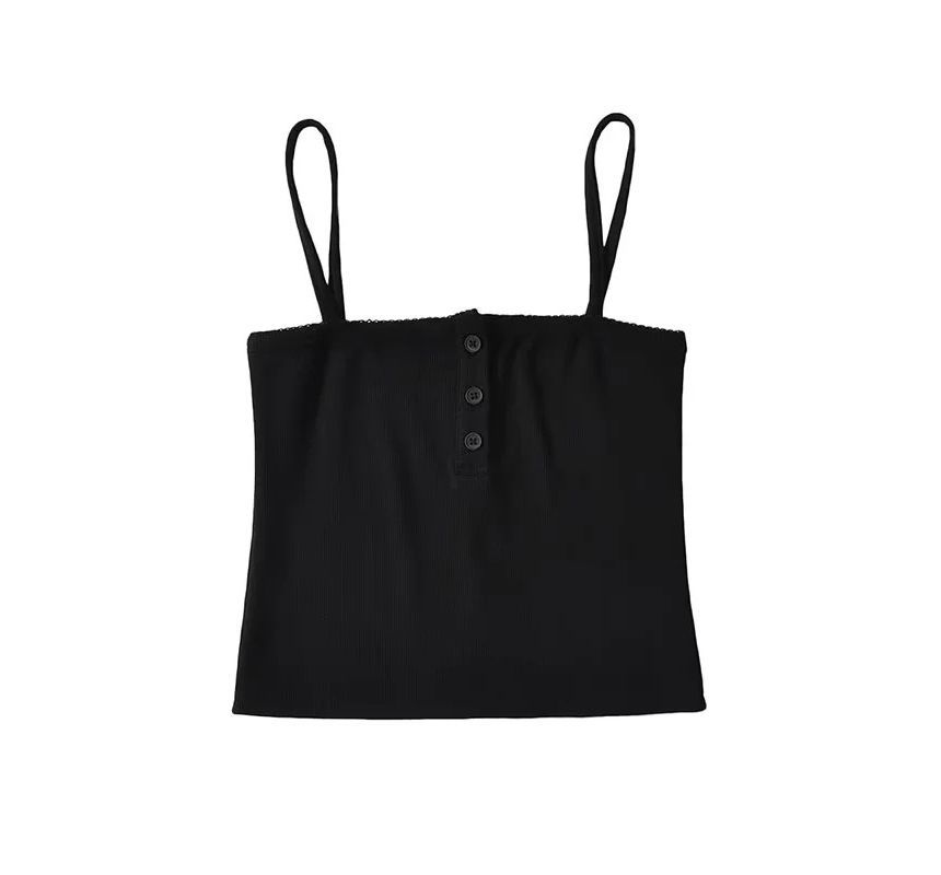 Square Neck Lace-Trim Crop Camisole